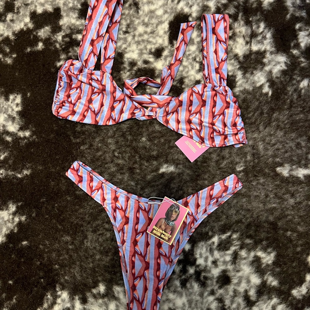 Strawberry Milk Mob Birthday Suit bikini - large top, medium bottom